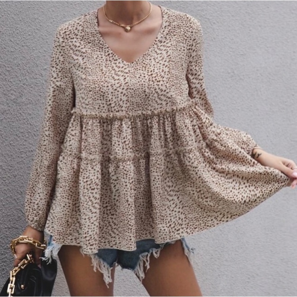 🔥LAST ONE🔥Animal Print Babydoll Top 🐾